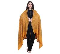 Extra Large 40x80 Inch Kashmiri Style Shawl for Women - Soft Wool Blend Pashmina Stole with Paisley & Floral Design | Oversized Winter Wrap, Elegant Party Wear Scarf & Everyday (Mustard - 2)