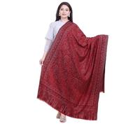 Extra Large 40x80 Inch Kashmiri Style Shawl for Women - Soft Wool Blend Pashmina Stole with Paisley & Floral Design | Oversized Winter Wrap, Elegant Party Wear Scarf & Everyday (Maroon)