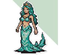 Extra Large 460mm 'Mermaid Wearing Crown Pixel Art' Permanent Sticker Decal for Cars/Windows/Bins/Walls (DW00108015)