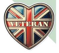 Extra Large 460mm 'Union Jack Veteran Heart' Permanent Sticker Decal for Cars/Windows/Bins/Walls (DW00131347)