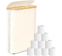Extra Large 52L Toilet Roll Storage, Bathroom Storage Box Holder Stand with Lid for 24-32 Rolls, Multifunctional Toilet Paper Basket with Handle