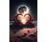 Extra Large 5D Diamond Painting Kits for Adults Moon Beach Heart, DIY Diamond Art Painting Kits Round Drill Full Drill Gem Art Painting Kit for Home Wall Decor 16x32 inch