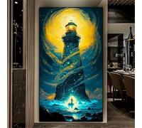 Extra Large 5D Diamond Painting Kits for Adults Moon Lighthouse, DIY Diamond Art Painting Kits Square Drill Full Drill Gem Art Painting Kit for Home Wall Decor 20x40 inch