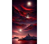 Extra Large 5D Diamond Painting Kits for Adults Red Clouds, DIY Diamond Art Painting Kits Round Drill Full Drill Gem Art Painting Kit for Home Wall Decor 36x72 inch