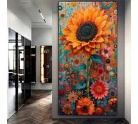 Extra Large 5D Diamond Painting Kits for Adults Sunflower, DIY Diamond Art Painting Kits Round Drill Full Drill Gem Art Painting Kit for Home Wall Decor 24x48 inch