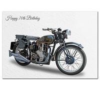 Extra Large 70th Birthday Card for Men - XL Big thick A4 size - Special Age Year - Cool Classic 1940s Motorbike Biker Art - Traditional Greeting Him Male - Huge Happy Wishes - UK Eco-Friendly