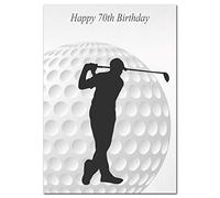 Extra Large 70th Birthday Card for Men - XL Big thick A4 size - Special Age Year - Cool Golf Sports Golfing Golfer Art - Traditional Greeting Him Male - Huge Happy Wishes - UK Eco-Friendly