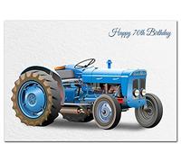 Extra Large 70th Birthday Card for Men - XL Big thick A4 size - Special Age Year - Cool Tractor 1960s Farm Farming Art - Traditional Greeting Him Male - Huge Happy Wishes - UK Eco-Friendly