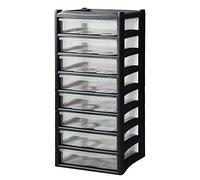 Extra Large 8 Drawer Home & Office Plastic Tower Storage Unit - Black - 82cm (H) x 38cm (W) x 38cm (D)