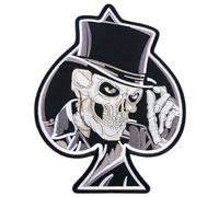 [Extra Large] 9x11.5 Inches, Skull Ace of Spade Embroidered Iron on Patch Poker Skeleton Death Gambling Card Casino Las Vegas