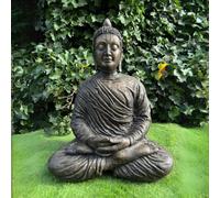 Extra Large Antique Bronze Stone Cast Meditating Buddha Indoor Or Outdoor