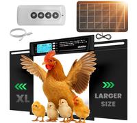 Extra Large Automatic Chicken Coop Door Solar Powered with Remote - LCD Display, Light Sensor, Timer & Anti-Pinch Feature - 11.3" x 8.7" Opening - 5-Year Guarantee - Black - by Okköbi
