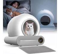 Extra Large Automatic Self Cleaning Enclosed Cat Litter Box Strong Odor Eliminator with APP Control & Smart Health Monitor 65L with Mat & Garbage Bags,Never Scoop Litter Again