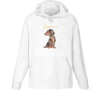 Extra Large 'Awesome Star Sausage Dog ' Adult Hoodie/Hooded Sweater (White) (HO00100044)