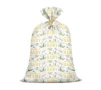 Extra Large Baby Gift Bag 48"x 36" Jumbo Plastic Present Bag Eucalyptus Leaves Shower Birthday Large Gift Wrapping Bags Oversized Oh Baby Sage Green Gender Reveal Party Favors