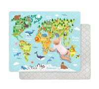 Extra Large Baby Play Mats for Floor,150x180cm Foldable Playmat for Babies Toddlers,Thick Machine Washable Playpen Mat Pad,Soft Non-Slip Activity Mat for Crawling & Playing & Tummy Time,World Map