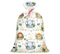 Extra Large Baby Shower Plastic Gift Bags 48"x 36" Safari Jungle Animals Jumbo Present Bag Gift Wrapping Bag for Babyshower Gender Reveal Birthday Party Favors Supplies