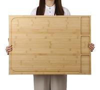 Extra Large Bamboo Chopping Board 30 x 21 Inches with Stove Top Cover, Detachable Leg Chopping Board and Juice Groove for Restaurant Kitchen Worktop