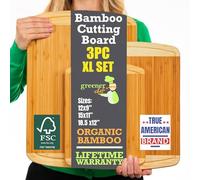Extra Large Bamboo Cutting Board Set - Wood Cutting Boards for Kitchen, Non Toxic Cutting Board Set for Chopping, Slicing, Carving, Charcuterie - Ideal for Home Cooks, Entertaining, Family Meals