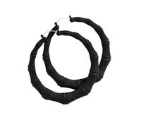 Extra-Large Bamboo Hoop Earrings, Large Gold Bamboo Hoop Earrings Hip Hop Chunky Gold (Black,8 cm)
