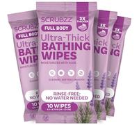 Extra Large Bath Wipes for Adults Bathing No Rinse - 40 Disposable Body Cleansing for Men, Women & Elderly - Great for Gym, Camping, Post Surgery - Shower - Lavender