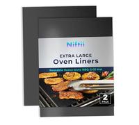 Niftii Oven Liners - 2 Pack Extra Large Non-Stick Oven Mats - Reusable Heat-Resistant BBQ Grill Mat for Gas, Electric & Charcoal Grills - Easy to Clean Kitchen & Baking Accessories (32x50cm)