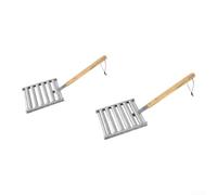 Extra Large BBQ Hot Dog Roller with Skewers - Stainless Steel Sausage Grill Rack for 5 Dogs - Wooden Handle Camping Tool 24cm(2PC)