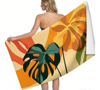 Extra Large Beach Towel 200 x 100 cm Monstera leaves Microfibre Travel Towel Simple Printed Super Soft Absorbent Lightweight Pool Towel
