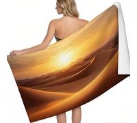 Extra Large Beach Towel 200 x 100 cm Sunset over desert dunes Microfibre Travel Towel gold Printed Super Soft Absorbent Lightweight Pool Towel