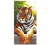 Extra Large Beach Towels 3D Tiger Yellow Green Novelty For Adults Men Kids Teens Boy Microfibre Lightweight xl Funny Bath Towels Swim Towels Blanket Oversize Quick Dry (150 x 200 cm)