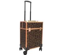Extra Large Beauty Trolley On Wheels Makeup Train Case -Rolling Trolley Makeup Beauty Train Carry Case Cosmetics Art Cosmetic Box Artist Nail Technician Case Travelling Trolley Box(Brown)