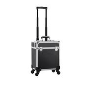 Extra Large Beauty Trolley On Wheels Makeup Train Case -Rolling Trolley Makeup Beauty Train Carry Case Cosmetics Art Cosmetic Box Artist Nail Technician Case Travelling Trolley Box(Black)
