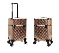 Extra Large Beauty Trolley On Wheels Makeup Train Case -Rolling Trolley Makeup Beauty Train Carry Case Cosmetics Art Cosmetic Box Artist Nail Technician Case Travelling Trolley Box