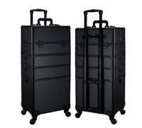 Extra Large Beauty Trolley On Wheels Makeup Train Case -Rolling Trolley Makeup Beauty Train Carry Case Cosmetics Art Cosmetic Box Artist Nail Technician Case Travelling Trolley Box(Black 2)