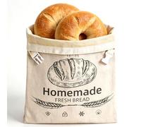 Extra Large Beeswax Bread Bags, Bread Storage Bags with a Snap Fastener Closure, Reusable Lined with Natural Beeswax Keep Breads Fresh Food Storage for Homemade Breads and Baked Goods