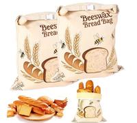 Extra Large Beeswax Bread Bags for Homemade Bread, 2026 Reusable Cotton Beeswax Bread Bag with Sealed Zipper, Keeps Fresh Longer Food Storage Bag, 17 x 13 in (2Pcs)