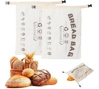 Extra Large Beeswax Bread Bags, Reusable Cotton Linen Bread Storage Bags for Homemade Bread/Sourdough/Fresh Bread, Portable Beeswax Food Wrap for Home Picnic Traveling Daily Use (2, White)
