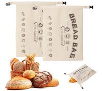 Extra Large Beeswax Bread Bags, Reusable Cotton Linen Bread Storage Bags for Homemade, Sourdough & FreshBread, Portable Cotton Food Storage Bag for Home Bakers to Keep Fresh (Beige, 2pcs)
