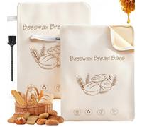 Extra Large Beeswax Bread Bags with Natural Beeswax, Wide Zipper Access Cotton Beeswaxs Bread Bag, Reusable Bread Storage Bags for Sourdough & Artisan Loaves (B)