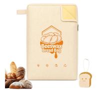 Extra Large Beeswax Bread Bags with Zip Closure, Reusable Bread Storage Bags with Cute Cleaning Sponge, Freezer Safe Cotton Bread Keeper for Homemade Loaf Breads, 43x32cm