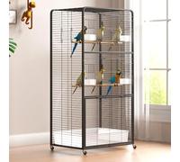 Extra Large Bird Cage with 360° Wheels and Open Play Top for African Grey Parrots, Amazon Parrots, Caiques, and Macaws