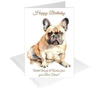 Extra Large Birthday Card from the Dog - XL Big A4 Size - French Bulldog Watercolour Portrait - Special Keepsake Greetings - For Pet Lovers