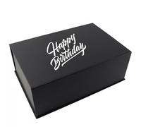 Extra Large Birthday Gift Box, 40 x 30 x 15cm, Black Magnetic Closing Box in 9 Designs, Keepsake Gift (Design 5, Extra Large Box)