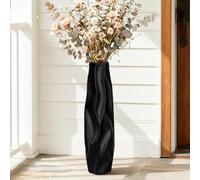 Extra Large Black Floor Vase - 24" Modern Decorative Ceramic Vase for Living Room Corner, Hallway or Entryway Home Decor