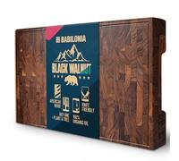 Extra Large Black Walnut End Grain Cutting Board 24 x 15 x 1.7 Inch, Butcher Block with Juice Groove & Handles, Reversible Charcuterie & Chopping Board, Non Toxic Wooden Board with Oil & Plate