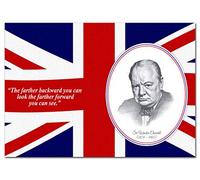 Extra Large Blank Group Greeting Card - XL Big thick A4 size - Any All Occasions Huge Event - Winston Churchill Union Jack - No Text on Front or Insert - Lots space for Messages - UK Eco-Friendly