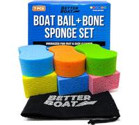Extra Large Boat Bail Sponge and Bone Sponge Set, 6 Pack Cellulose and Soft Touch Sponges for PWC, Kayak, Pontoon, or Car Washing and Cleaning, Includes Storage Bag