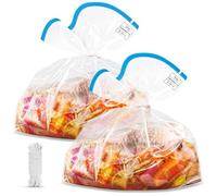 Extra Large Brining Bags for Turkey with String, 2 Packs of Brining Bag for Turkey, Turkey Brine Bags with Double Zippers for Marinade, Catfish, Steak, with Date Label, 66x56cm