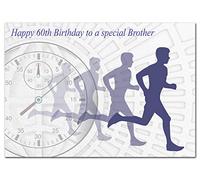 Extra Large Brother 60th Birthday Card - XL Big thick A4 size - Cool Running Man Sports Theme Art - Special Age Year Traditional Greeting - Huge Happy Wishes Him Men Male - UK Eco-Friendly