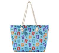 Extra Large Canvas Flower Stripe Print Beach Bag for Women with Zipper Shopping Reusable Carrier Bags for Ladies Girls Summer Tote Bag Shoulder Bag